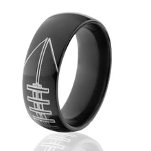 Black Zirconium Football Ring - Custom Made Men's Rings