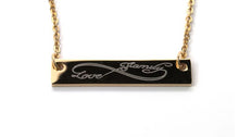 Love Family Infinity Bar Pendant, Stainless Steel Gold Necklace
