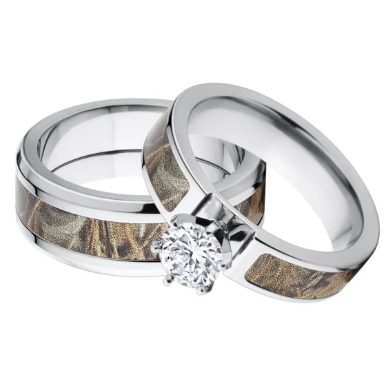 Matching Camo Wedding Rings, Max 4 Camouflage Ring Set