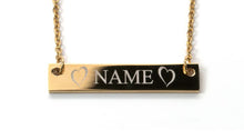 Personalized Name Bar Pendant, Stainless Steel Gold Necklace