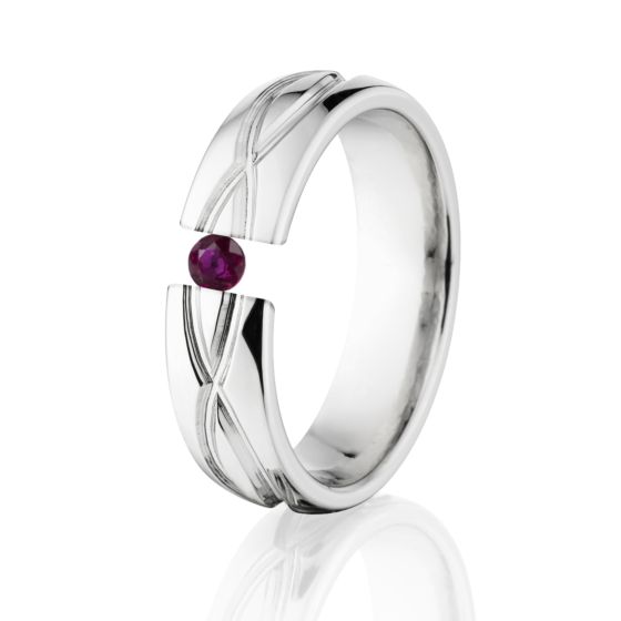 Ruby Infinity Ring, Tension Set Ring, 6mm Titanium Ring