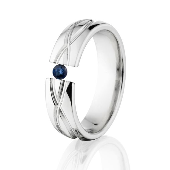 Sapphire Infinity Ring, Tension Set Ring, 6mm Titanium Ring