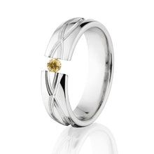 Yellow CZ Infinity Ring, Tension Set Ring, 6mm Titanium Ring