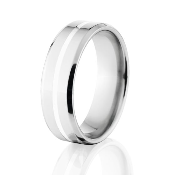 Cobalt Chrome & Silver Wedding Bands, 7mm Wide Ring