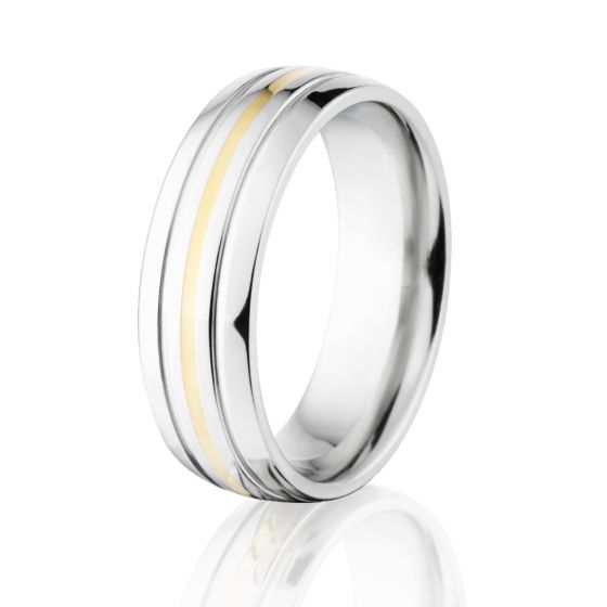Gold & Cobalt Wedding Band, Two Toned Wedding Rings