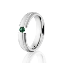 Emerald Ring, 6mm Tension Set Ring, Titanium Ring