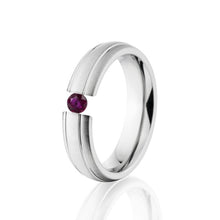 Ruby 6mm Ring, Ruby Tension Set Ring, Titanium Ring