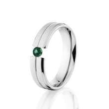 Emerald Ring, 5mm Emerald Ring, Tension Set Ring, Titanium