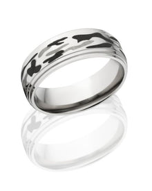 Digital Camo Wedding Rings, Lasered Camo Bands