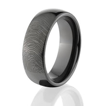Lasered Custom Black Fingerprint Rings - Customize For You