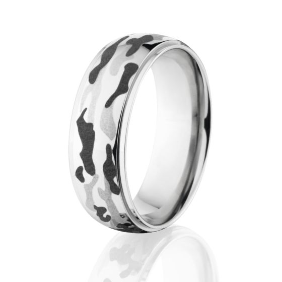 USA Made Camo Wedding Rings, Cobalt Camo Ring