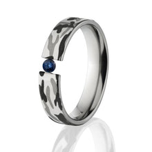 Sapphire, Titanium Tension Set Ring, Camo Ring