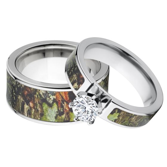 Outdoor Mossy Oak Obsession Camouflage Wedding Ring Set