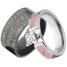 Outdoor His and Her's RealTree AP Pink Camouflage & Duck Band Wedding Ring Set