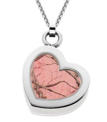 Camo Heart Pendant, Pink Camo Necklace, Pink camo Jewelry