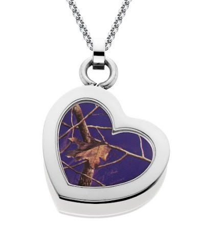 Purple Camo Heart Necklace, RealTree Camo Pendant