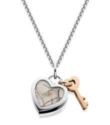 Heart & Key Pendant, White Camo Necklace, Camo Charm Necklace