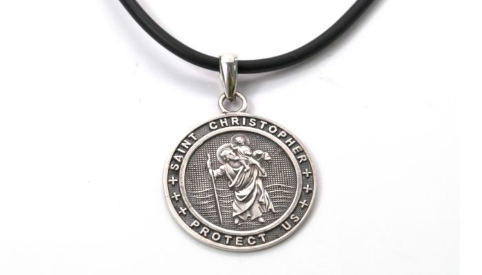 Saint Christopher Necklace, Silver St Michael Jewelry