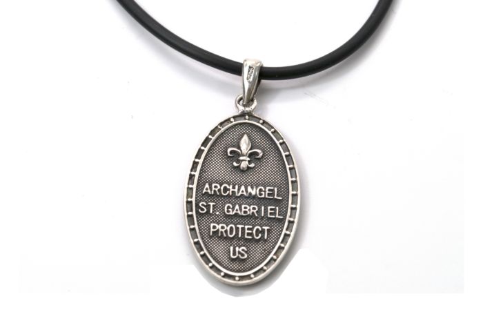Saint Gabriel Silver Pendant, Catholic Jewelry, Gabriel Necklace