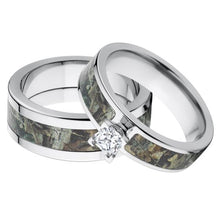 Outdoor His and Her's Set, Timber Camouflage Wedding Ring Set