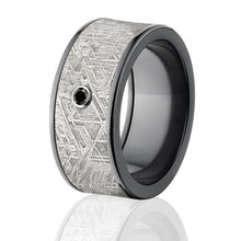 10mm Black Diamond Meteorite Wedding Rings - USA Made Gibeon Meteorite Band