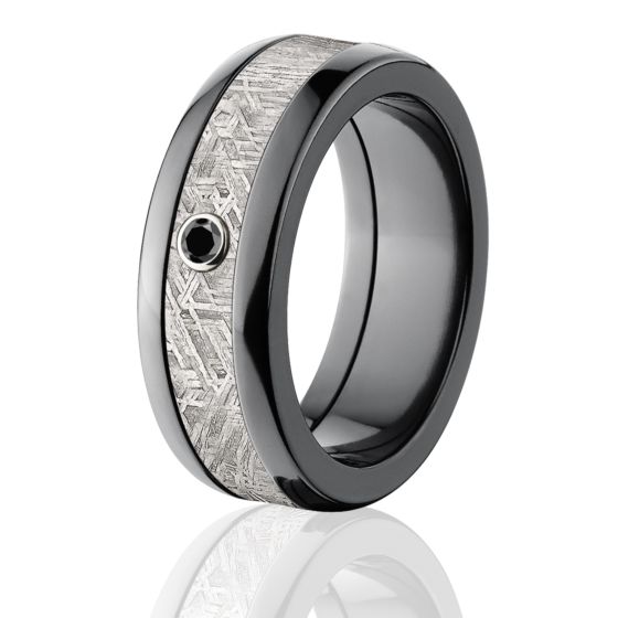 Meteorite Ring w/ Diamond Meteorite Wedding Ring